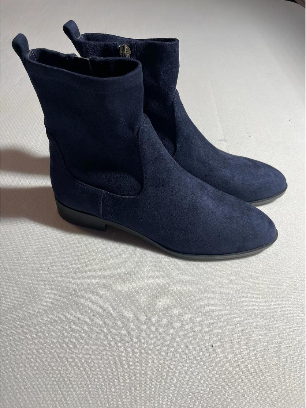 Marc Fisher Navy Blue Suede Ankle Boots with Side Zipper Size 6
